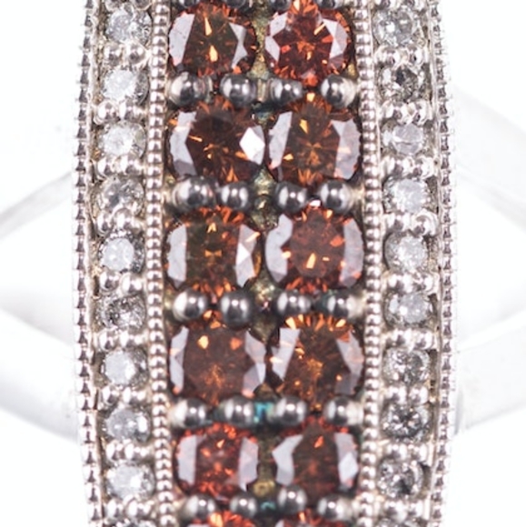 Orange and White Diamond Ring - Picture 3 of 4